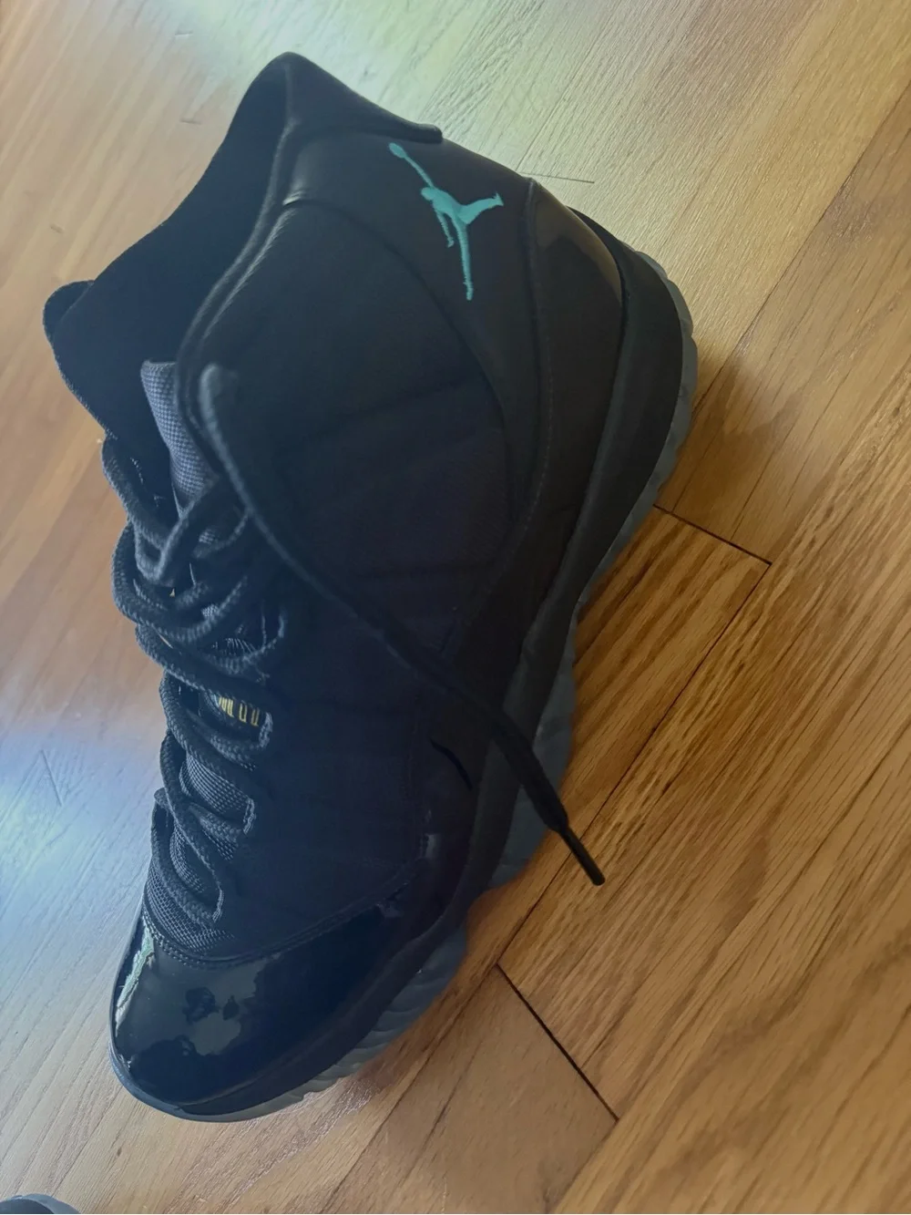 Jordan Retro 11 Athletic Shoes - Black with Teal Accents